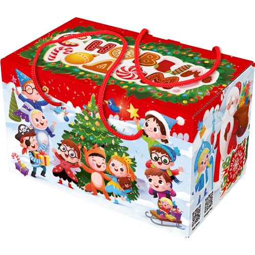 Новогодние подарки в картонной упаковке Подарок Посылка  "Маскарад" с  анимация и игрой 