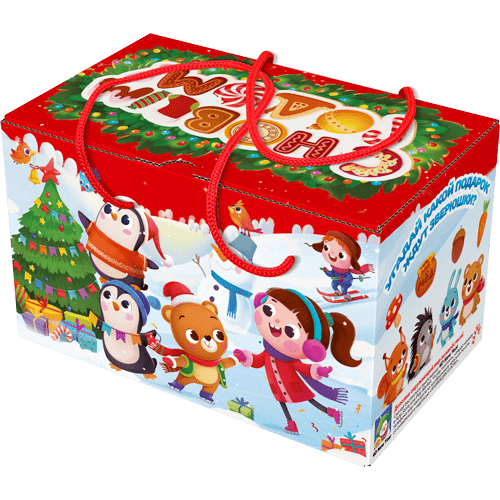 Новогодние подарки в картонной упаковке Подарок Посылка  "Маскарад" с  анимация и игрой 