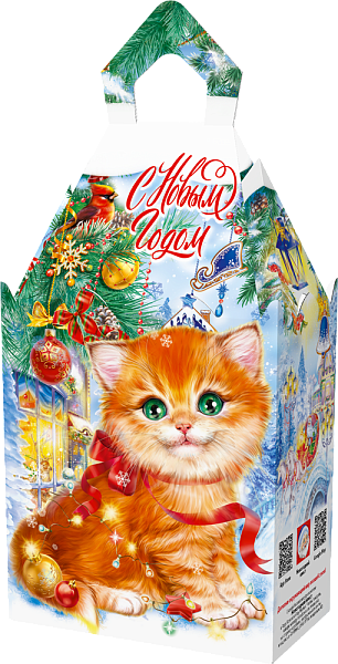 Новогодние подарки в картонной упаковке Подарок Замок малый  "Котики" с  анимацией