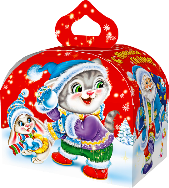 Новогодние подарки в картонной упаковке Подарок Сундучок "Снежки"  с анимацией