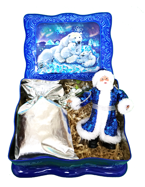 Подарки в жестяной упаковке Подарок "ШКАТУЛКА белых медведей" с голографическим эффектом