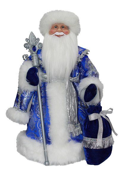 Новогодние подарки с мягконабивными игрушками из текстиля  подарок ДЕД МОРОЗ (цвет синий с серебром)