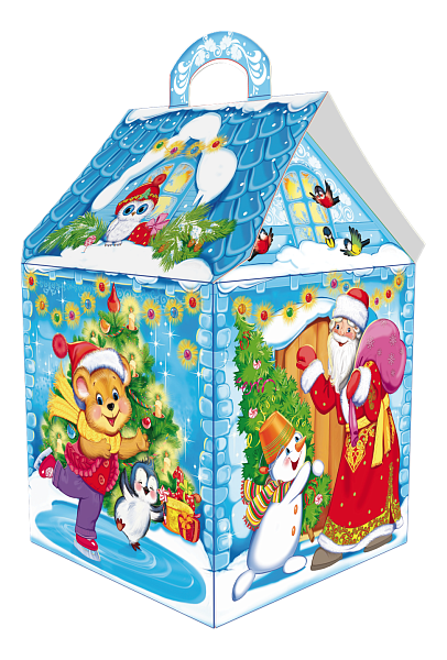 Картонная упаковка для подарков Упаковка Домик новый "Зимние каникулы" с анимацией