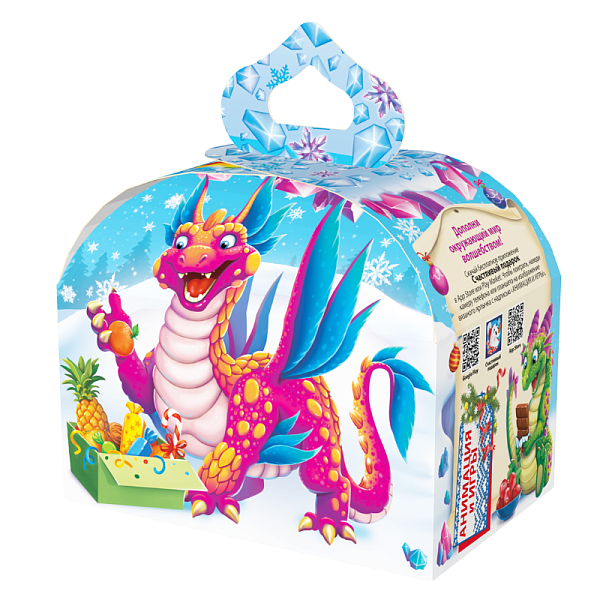 Новогодние подарки в картонной упаковке Подарок Сундучок "Драконьи  радости" с  анимацией