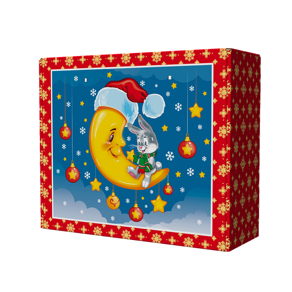 Новогодние подарки в картонной упаковке Подарок Коробка "Зайка на луне" (картон)