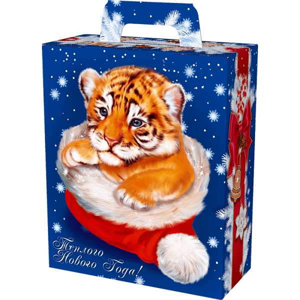 Новогодние подарки в картонной упаковке Подарок Презент"Тепло" с  анимацией 
