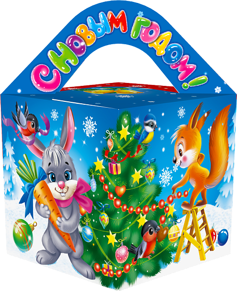 Новогодние подарки в картонной упаковке Подарок Кубик большой  "Елочные  украшения" с  анимацией 