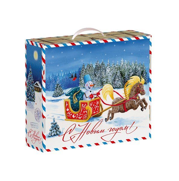 Новогодние подарки в картонной упаковке Подарок Чемоданчик с  пластиковой ручкой  "Почта Деда  Мороза"