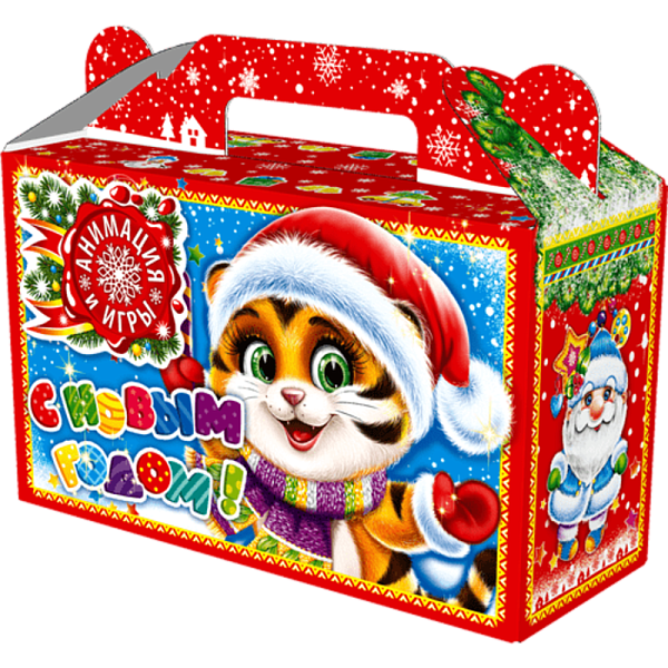 Картонная упаковка для подарков Упаковка Подарочек малый  "Радость" с  анимацией и игрой