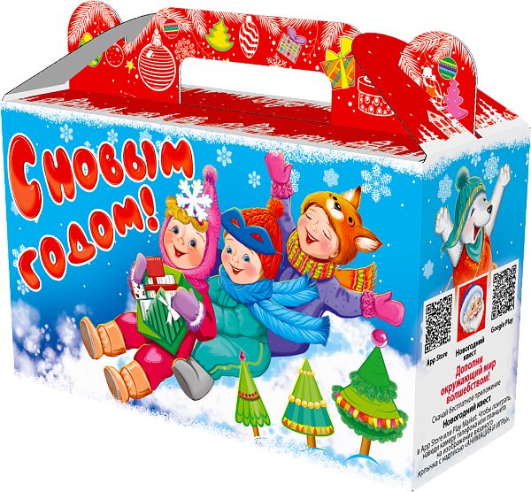 Новогодние подарки в картонной упаковке Подарок Подарочек малый  "Карусель" с  анимацией 