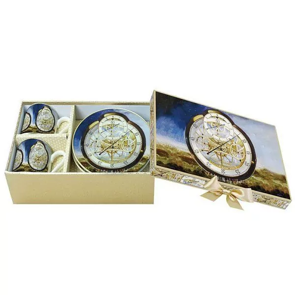 Подарочная посуда Кофейный набор из 2-х  чашек с блюдцами  КОЛЛЕКЦИЯ  "Магические часы" в  подарочной коробке